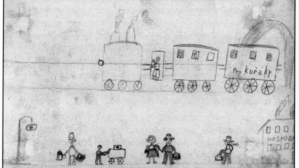 Jedna z Haniných kreseb, které vytvořila při výtvarných hodinách pro internované židovské děti v Terezíně