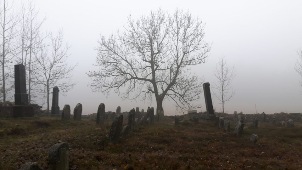 Olšanský židovský hřbitov v mlze