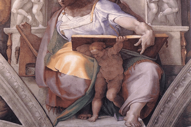 Michelangelo Buonarroti  (1475 - 1564): Prorok Daniel.  (Sixtinská kaple,  1508-1512)