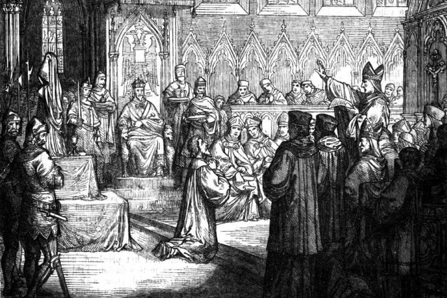 Jan Hus před kostnickým koncilem | foto: Kniha Vypsání husitské války  (vydáno 1868,  ilustrace Petr Maixner)