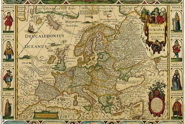 Švejk říkal,  že i mapa se může &quot;mejlit&quot; a dovést nás někam úplně jinam.  (Na snímku Historická mapa Evropy. Autor: N. Visscher) | foto: Art plus,  www.historicke-mapy.cz