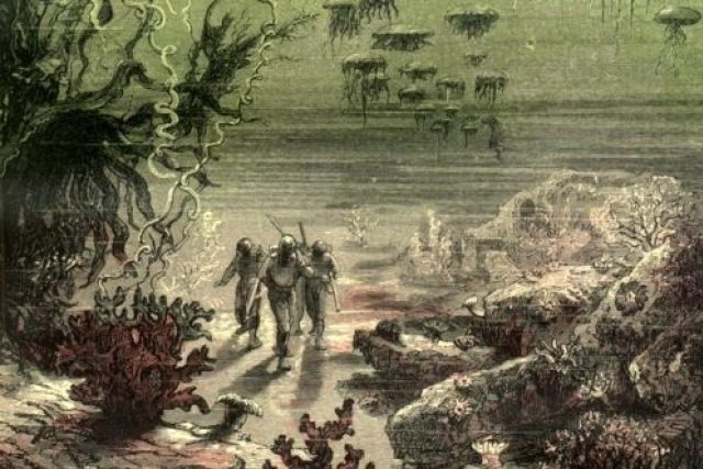 Původní ilustrace Alphonse de Neuvillea a Édouarda Rioua k Dvaceti tisícům mil pod mořem od Julese Vernea | foto: Public domain,  René Paul