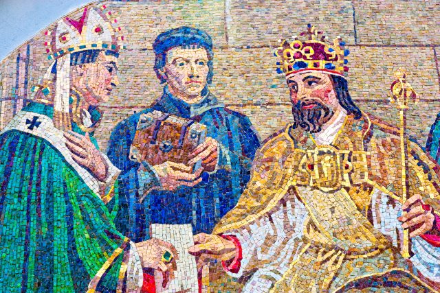 Český král a římský císař Karel IV. na mozaice Maxe Švabinského v Kroměříži | foto: Profimedia