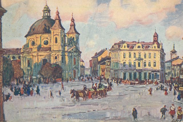 Masarykovo náměstí v Kroměříži,  přezdívané Hanácké Athény,  na pohlednici z roku 1927 | foto: Profimedia