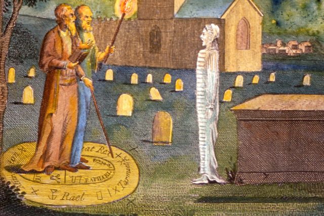 Alchymista Edward Kelley a Paul Waring vyvolávají ducha mrtvého muže | foto: Profimedia