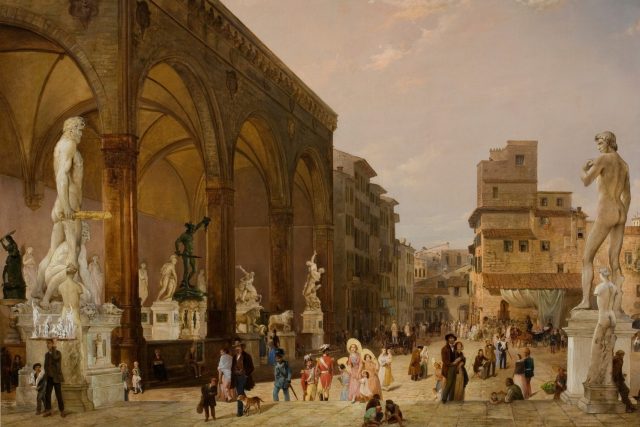 Carlo Ferrari: Loggia dei Lanzi,  Florencie  (malba z roku 1853) | foto: Profimedia