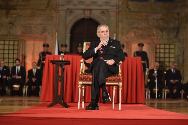 Prezident Miloš Zeman během projevu při předávaní státních vyznamenání 28. října 2019 | foto: Pražský hrad