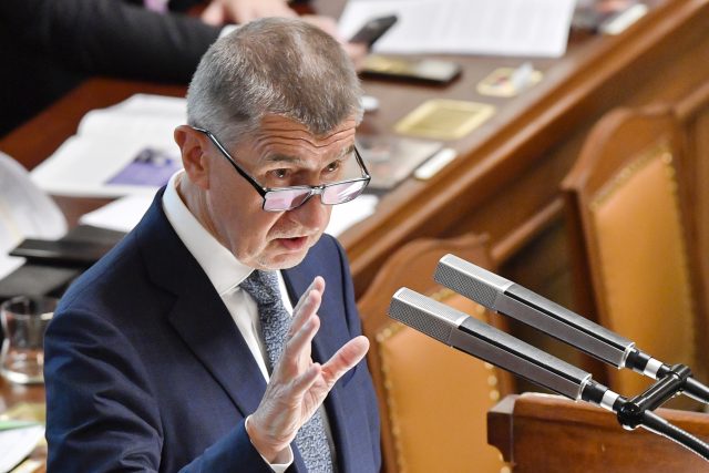 Premiér Andrej Babiš během svého projevu ve sněmovně | foto: Vít Šimánek,  ČTK