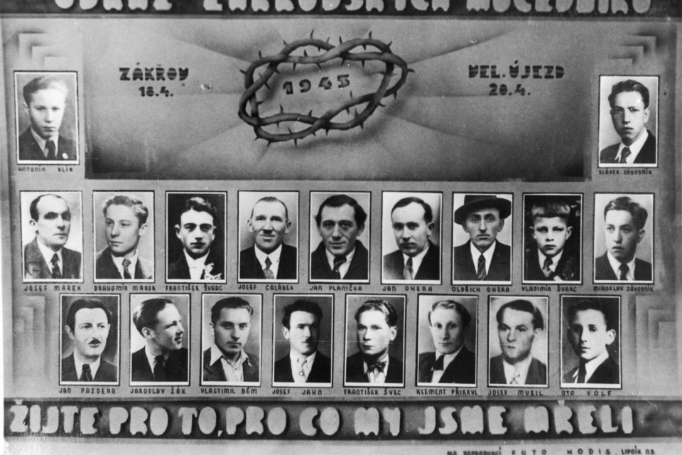 Muži zavraždění při Zákřovské tragédii 20. dubna 1945  (Oldřich Ohera je otec pamětnice) | foto: Post Bellum