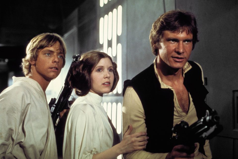Star Wars: Epizoda IV - Nová naděje. Mark Hamill jako Luke Skywalker,  Carrie Fisher jako Leia Organa a Harrison Ford jako Han Solo | foto: Shutterstock,  Fotobanka Profimedia